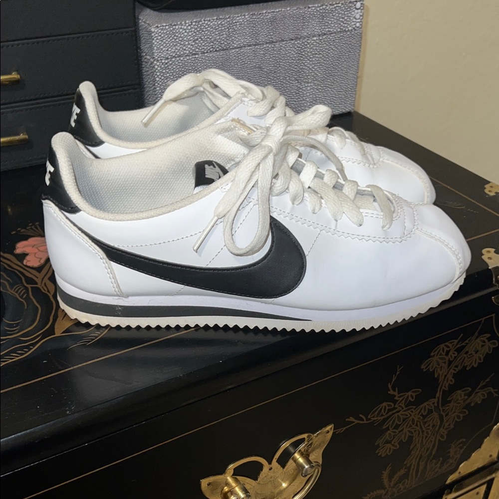 Nike Classic White and Black Cortez Sneakers